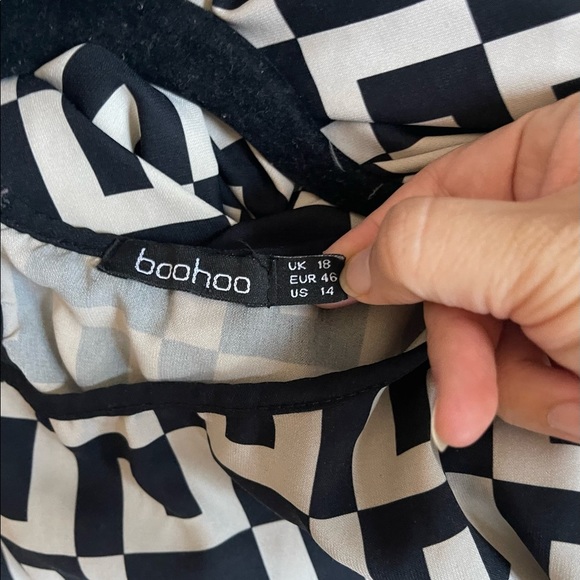 Boohoo monochrome black and white woven shift dress sz 14 - Picture 7 of 10